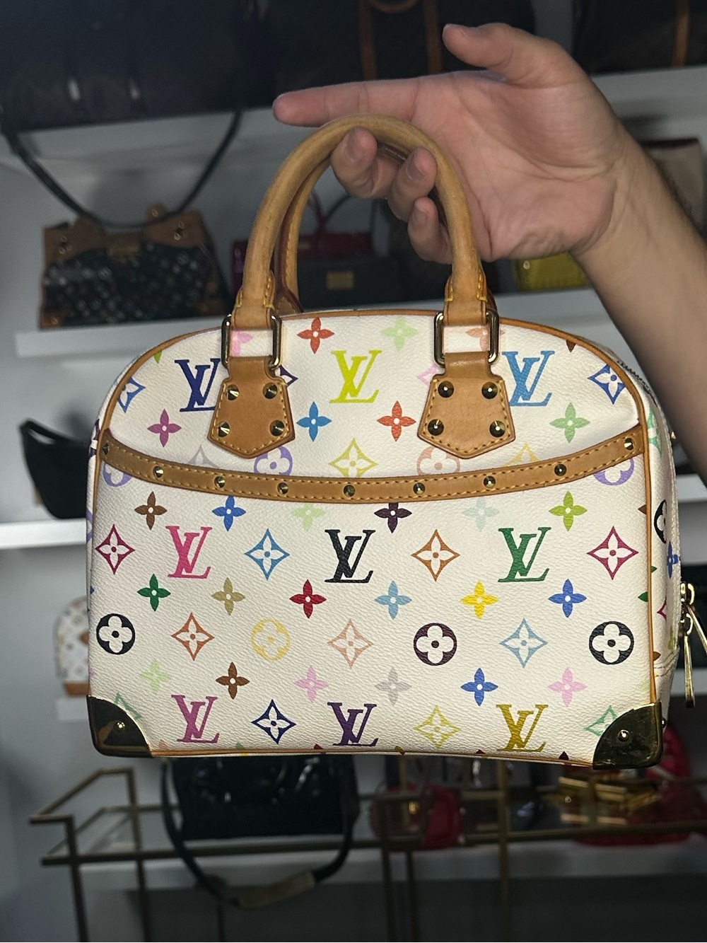 LV White Multicolor Bowler Bag